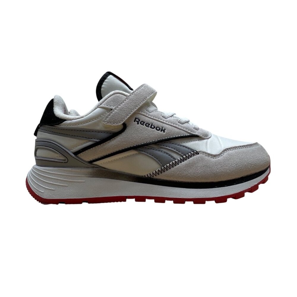 Reebok Kids White/Red Leather & Suede Classic Lace-Up Athletic Sneakers Sz 6